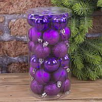 Набір ялинкових кульок (4см, 30шт) purple