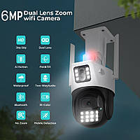 Камера видеонаблюдения PTZ уличная WiFi A23 (3mp+3mp) (ICSEE) | Уличная поворотная камера