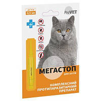 Капли на холку для кошек ProVET Мега Стоп до 4 кг, 1 пипетка (от внешних и внутренних паразитов) h