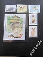 Блок+5 марок Куба 1997 коти кішки повна MNH