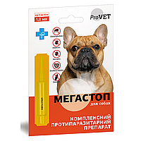 Капли на холку для собак ProVET Мега Стоп от 4 до 10 кг, 1 пипетка (от внешних и внутренних паразитов) h
