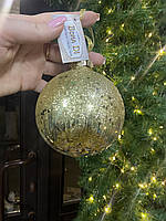 Кулька на ялинку 10 см, декор з глітером Bona Di 898-248 золото глітер всередині