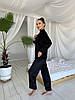 Стильна жіноча піжама оксамитова FENDI сорочка і штани (Фенді) чорна, фото 5