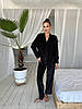 Стильна жіноча піжама оксамитова FENDI сорочка і штани (Фенді) чорна, фото 9