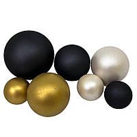 Шоколадные сферы шарики различных цветов (черного, золотого и белого) Slado 7 штук, Украшения на торт