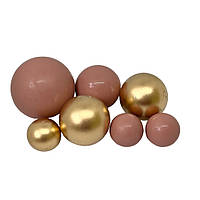 Шоколадні кульки бежево-золоті Slado 7 шт, Прикраси на торт, Готовий кондитерський декор, Фігурки з шоколаду