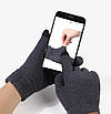 Чорні, щільні, в'язані, універсальні, зимові рукавички з сенсором для телефону. Чорні жіночі, чоловічі рукавички., фото 5