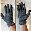Чорні, щільні, в'язані, універсальні, зимові рукавички з сенсором для телефону. Чорні жіночі, чоловічі рукавички., фото 8