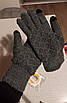 Чорні, щільні, в'язані, універсальні, зимові рукавички з сенсором для телефону. Чорні жіночі, чоловічі рукавички., фото 9