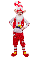 Детский карнавальный костюм Гном N 3 гномик Эльф красный велюр 110 см