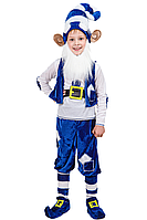 Детский карнавальный костюм Гном N 3 Гномик Эльф синий велюровый 116 см