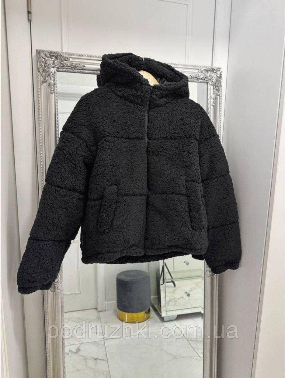 Зимова Жіноча Шубка курточка - бомбер ТЕДДІ Тканина хутро Тедді з утепленою підкладкою Розміри 42-46, 48-52, фото 1