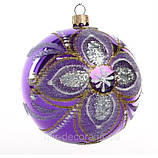 Новорічна іграшка куля "Велика квітка" 60 мм, фото 3