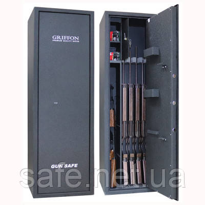 Сейф збройовий Griffon GS.420.K BLACK (ВxШxГ:1400x4x370) на 5 одиниць, сейф для рушниці, мисливський сейф