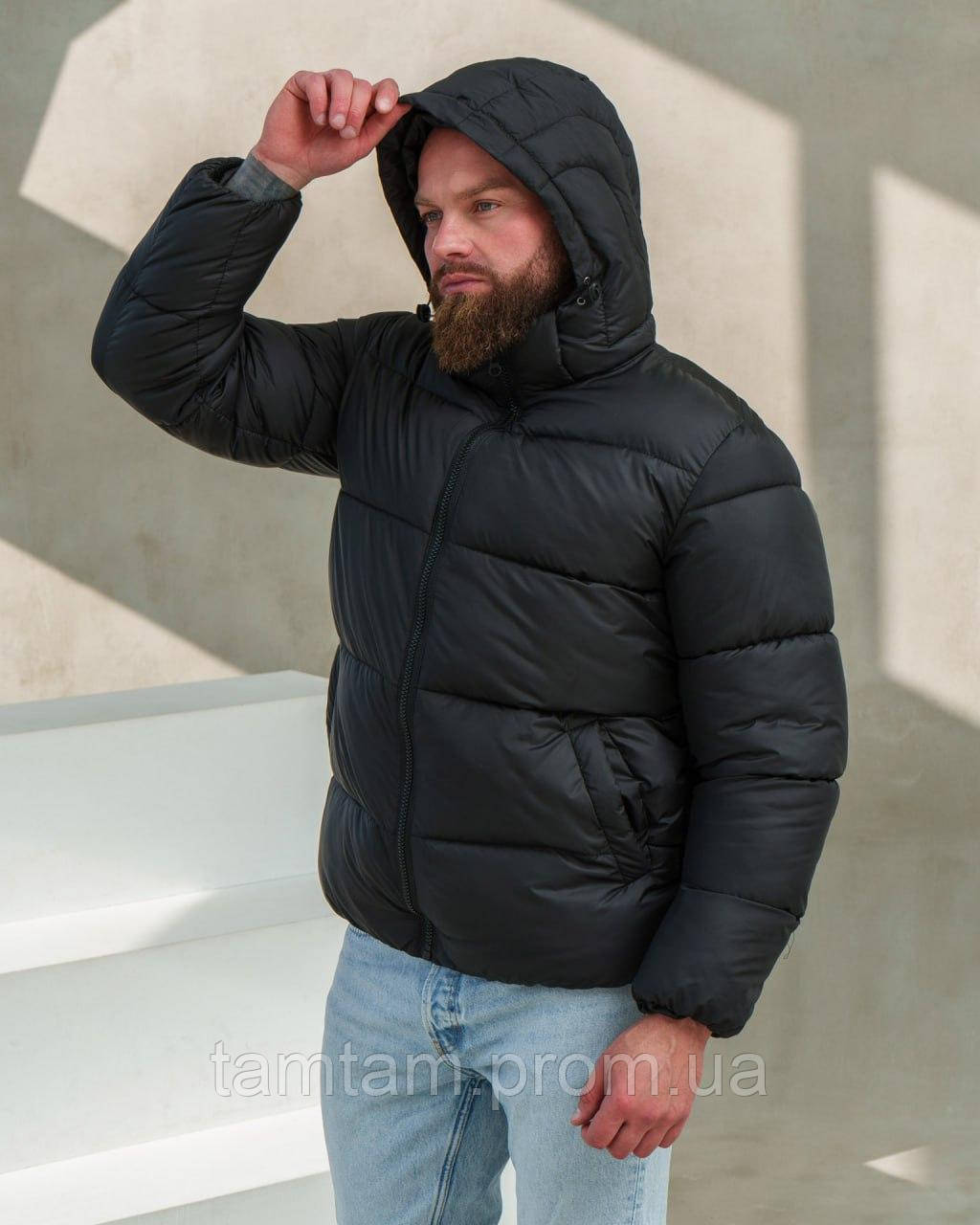 Мужской пуховик зимний с капюшоном зима до -20*С, короткая утепленная куртка мужская на пуху черная Там - фото 6 - id-p2031112211