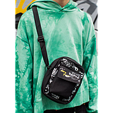 Сумка крос-боді через плече спортивна чорна сумка месенджер Korni унісекс чоловіча жіноча підліткова, фото 8