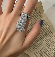 Кольцо с цепочками универсальний размер покрытие серебро S925 серебристый цвет Fashion Jewerly (АА)