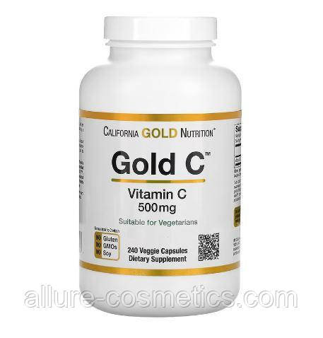 Вітамін C California Gold Nutrition Vitamin C 240 рослинних капсул 500 мг