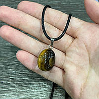 Натуральный камень Тигровый глаз миниатюрный кулон природной формы на шнурочке - подарок парню, девушке