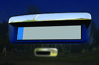 Накладка над номером (1 дверн, нерж) Carmos - Турецкая сталь (с надписью) для Volkswagen Caddy 2004-2010 гг