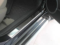 Накладки на пороги Натанико (4 шт, нерж.) Premium - лента 3М, 0.8мм для Toyota Rav 4 2006-2013 гг