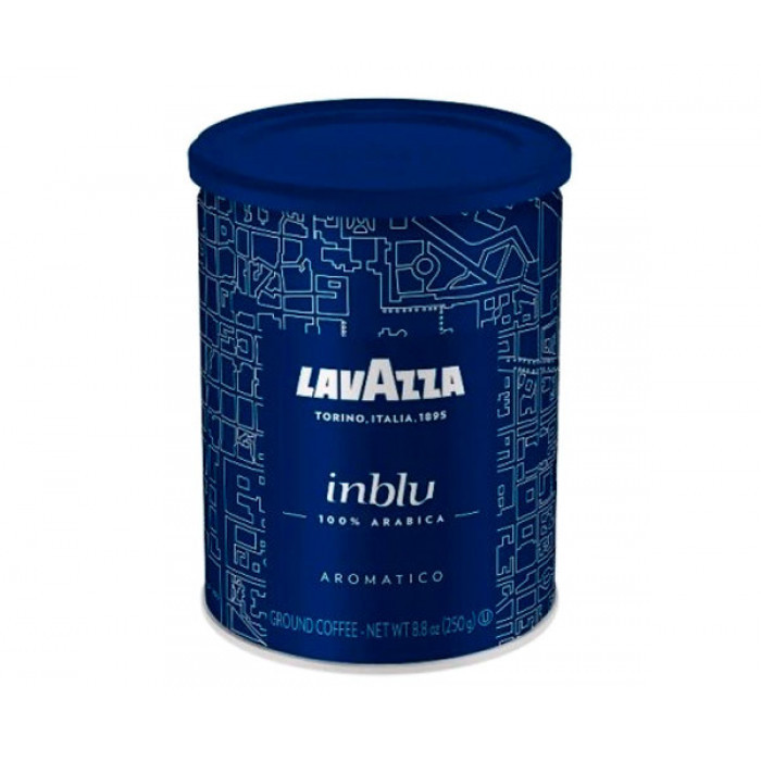 Кава мелена з Італії 250 г суміш сортів арабіки Lavazza Espresso InBlu в жерстяній банці, фото 1