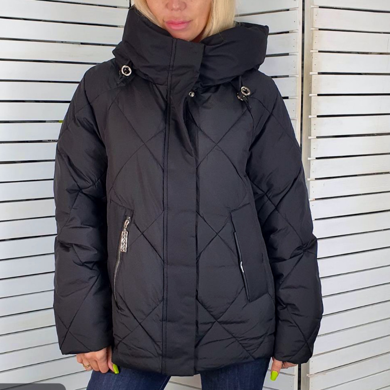 Куртка зимова жіноча р.46-54 пуховик чорний короткий Фабричний Китай
