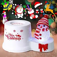 Ночник проектор снеговик на подставке 3Вт светодиодный от USB 185x115x95мм White/Red