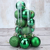 Набор шариков для украшения елки 20шт зеленые 4см Шары новогодние глянец, матовые, блестки (Оригинальные фото)