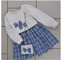 Сукня дитяча для дівчинки тепла з довгим рукавом та сумочкою в комплекті в блакитному кольорі