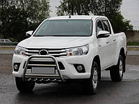 Передняя защита QT008 (нерж) для Toyota Hilux 2015-2024 гг