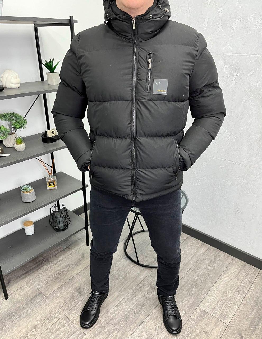 Чоловіча зимова куртка Armani Exchange H4080 чорна, фото 1