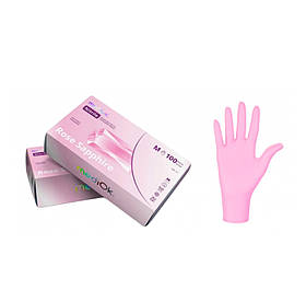 Рукавички нітрилові MediOk ROSE SAPPHIRE  рожеві 100шт S