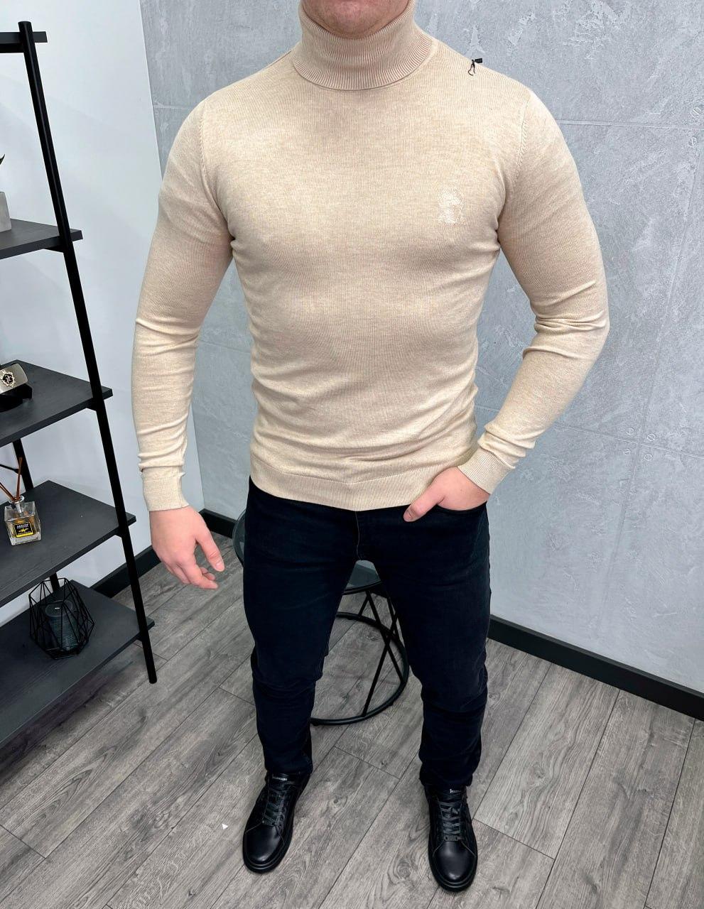 Чоловічий гольф Brunello Cucinelli H4086 світло-бежевий