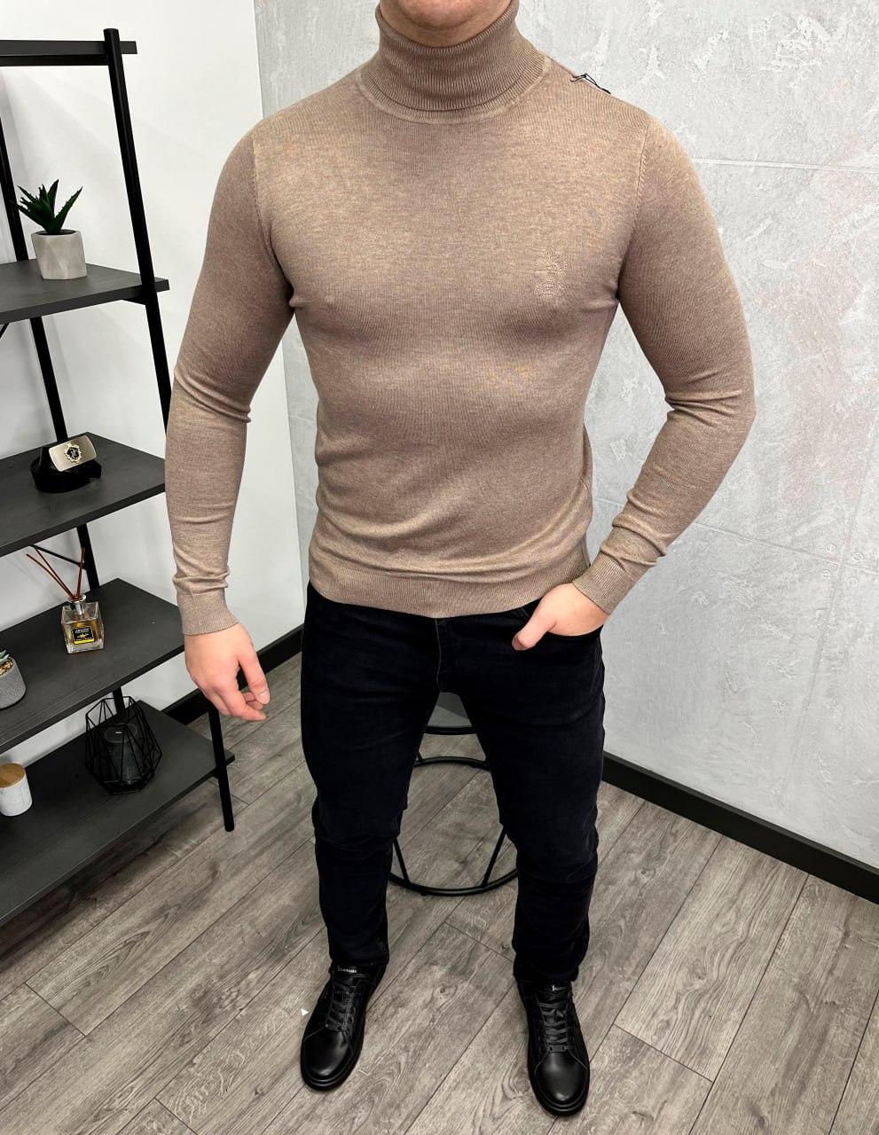 Чоловічий гольф Brunello Cucinelli H4088 темно-бежевий