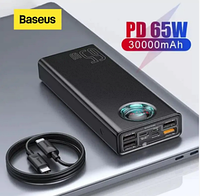 PowerBank Baseus 30000 mah 65W Amblight Повербанк для ноутбука с быстрой зарядкой + Кабель 100W в комплекте