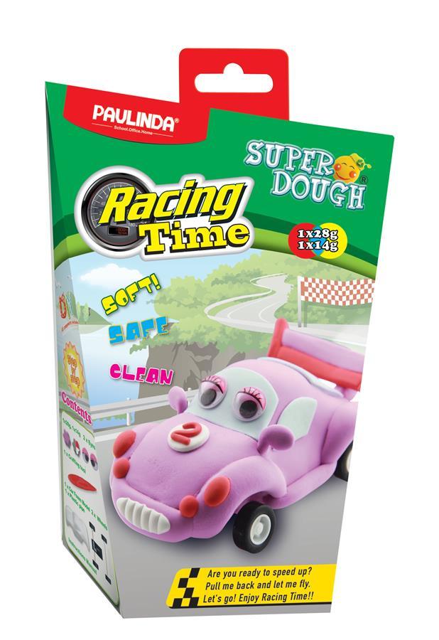 Маса для ліплення з інерційним механізмом Paulinda Super Dough Racing time Машинка від 3-х років Рожевий (PL-081161-2)