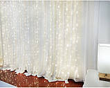 Гірлянда штора нитка Роса, з пультом, гачки, живлення від USB. 3x3 метра, біле світло., фото 6