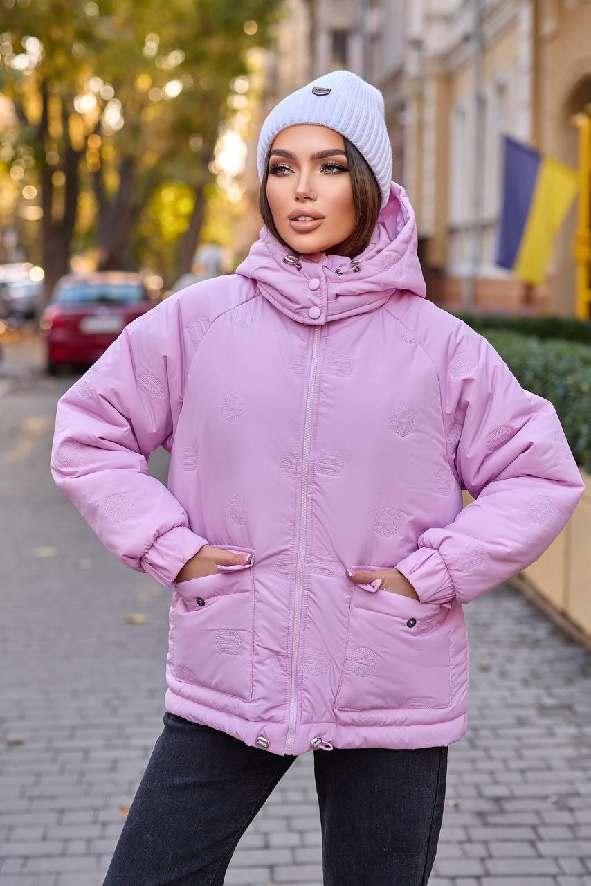 Сіра жіноча демісезонна куртка-хутро