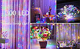 Гірлянда штора нитка Роса, з пультом, гачки, живлення від USB. 3x3 метра, різнобарвна., фото 8