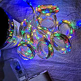 Гірлянда штора нитка Роса, з пультом, гачки, живлення від USB. 3x3 метра, різнобарвна., фото 2