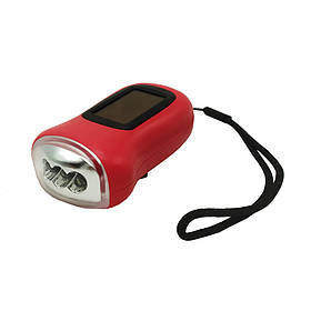 Ліхтар світлодіодний портативний на сонячній батареї з ручним натисканням 4х11х5,5 см Bambi Червоний