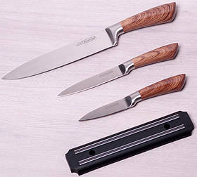 Набір 3 кухонних ножі Aubrieta на магнітній планці 20 см, 12,5 см, 9 см Kamille (2000002645443)