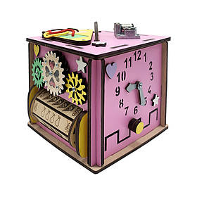 Розвивальна іграшка "Бізікуб" 15х15х15 см Temple Group Рожевий (2000002465034)