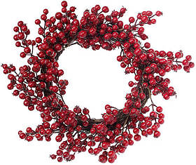 Новорічний декоративний вінок "Червоні ягоди" Ø 50 см Bona (2000002649892)