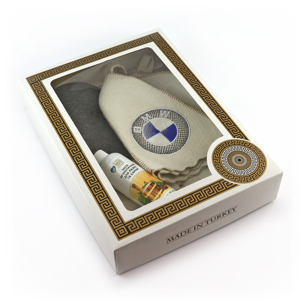 Подарунковий набір для сауни БМВ, 4 предмети Luxyart Білий (2000000670416)