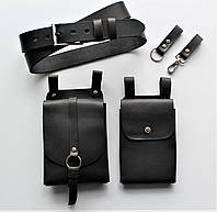 Пояс с навесными карманами 100-130х3,5 см LeathART Черный (2000002396796)