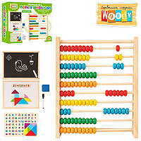 Набір першокласника дерев'яна іграшка російська мова 25х20,5х6 см Woody Різнобарвний (2000002178323)