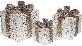 Набір декоративних подарунків — 3 коробки, з LED-підсвіткою 15х20 см, 20х25 см, 25х30 см BonaDi (2000002649502)