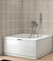 Душевой квадратный поддон 90х90х45 см Shower Mina акриловый глубокий с сиденьем панелью ножками